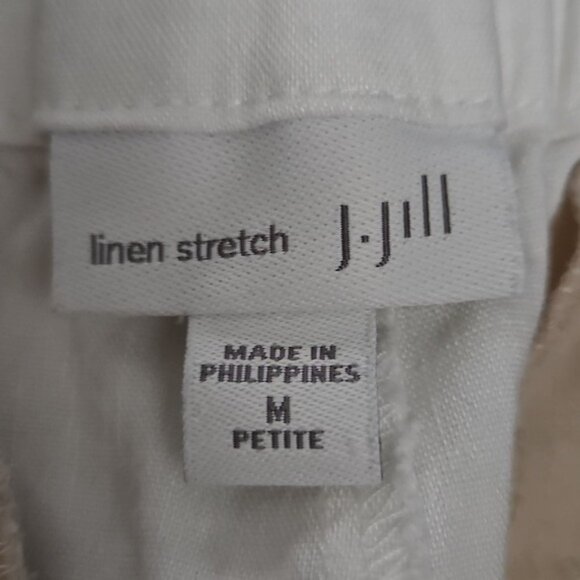 J. Jill Linen Stretch Pants Size Medium Petite White Casual Beachy Minimalist - Picture 8 of 9